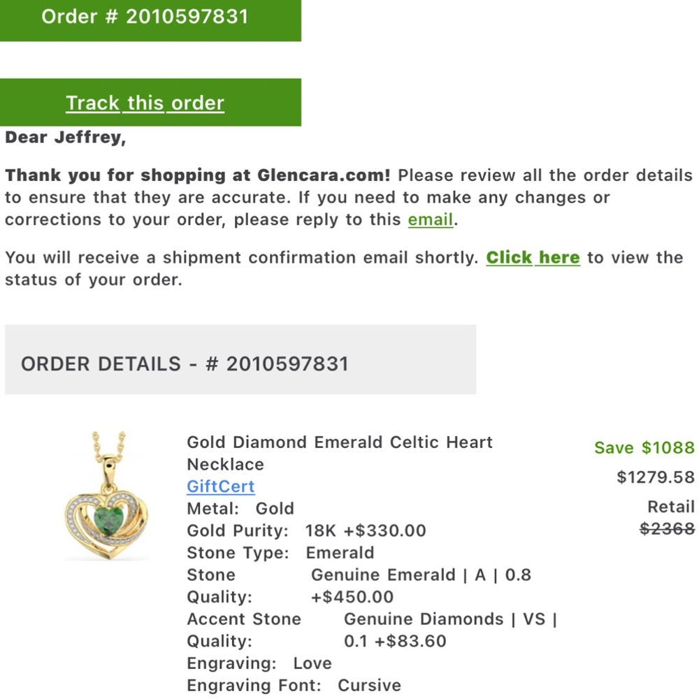 🎄GLENCARA- Gold Diamond
Emerald Celtic heart necklace🎄Lovely Gift! - Picture 4 of 11